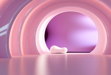 A Purple Tunnel Illuminated by a Mysterious White Object. A purple tunnel with a white object in it. Minimalist Surrealism