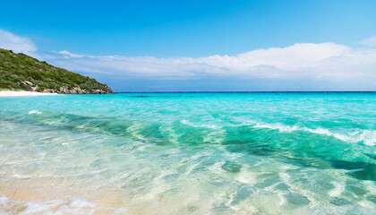 Fototapeta na wymiar turquoise crystal clear sea or beach water with waves