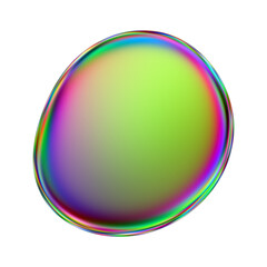 Iridescent blob shape. Abstract multicolor design element isolated on a transparent background.