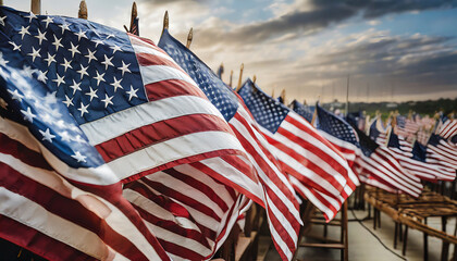 american national holiday us flags with american stars stripes and national colors memorial day