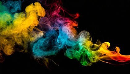 colorful smoke on black background - obrazy, fototapety, plakaty