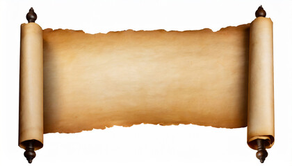 old paper horizontal banner parchment scroll isolated on white
