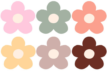 Set of Cute Decorative Flower Elements for decorative design