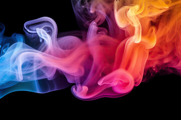Vibrant Multicolored Smoke Swirls on a Black Background