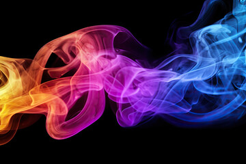 Obraz premium Vibrant Multicolored Smoke Swirls on a Black Background