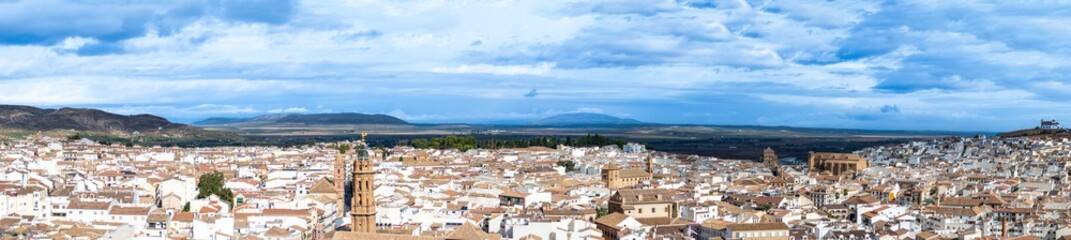 Fototapeta na wymiar Panoramic view of the historical Andalusian city in Antequera, Spain