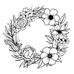 Wreath svg, wreath png, floral wreath, wedding svg, wedding png, wedding illustration, frame, border, ornament, vector, pattern, design, floral, decoration, set, vintage, illustration, flower, element © Feroza Bakht