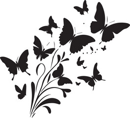 Flying Butterflies Silhouette Flying Black Silhouettes Of Butterflies