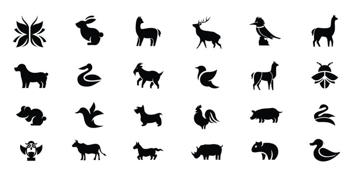 Animal logo template. Collection of animal logos. Isolated on White background