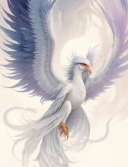 Obraz premium 3d rendering of a white eagle with wings spread in the wind 