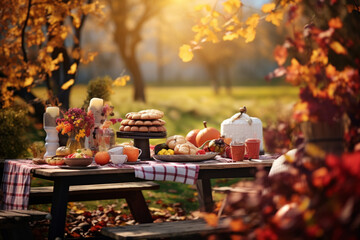 autumn in the garden thanksgiving - obrazy, fototapety, plakaty