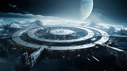 Massive Space Hub, Surrounded by Celestial Structures, Generates the Perception of a Space City
