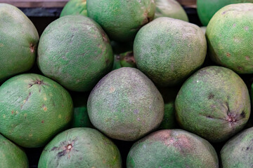 Green Pomelo selling in the market in Bangkok city in Thailand.
