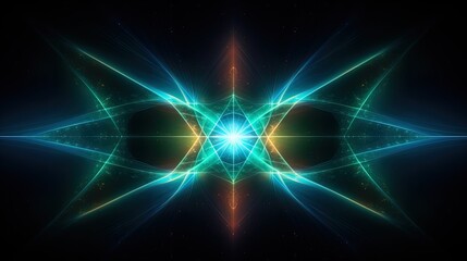 Symmetrical Patterns, Geometric Structures Emerge in Background as Laser Rays Form, Creating Symm