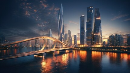 Technology and Centuries-Old Skyscrapers Merge, Illuminated Bridges Enhance the Fusion with Heave