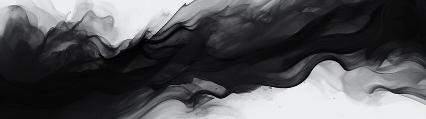 Super Ultrawide Ink Brush Strokes Texture Abstract Background Wallpaper - obrazy, fototapety, plakaty