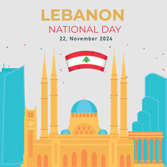 Naklejka premium Lebanon Independence Day Social Media Post. Vector Illustration. suitable for, poster and banner. 
