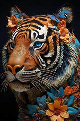 Colorful clay tiger