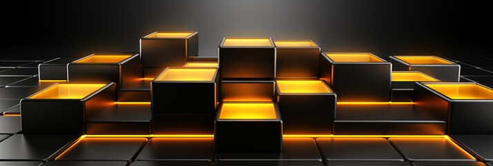 Obraz premium Abstract yellow and dark black room interior view background 3d rendring_