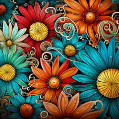 Creative Endless pattern in bright flower style_