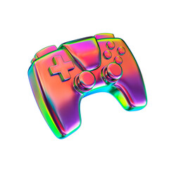 Chrome gamepad with retro gradient colors. 3d rendering. Isolated on white. © Михаил Богданов