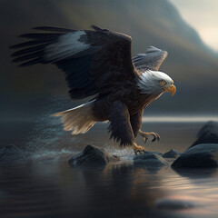 Eagle in Action: Dramatic Hunting Moment