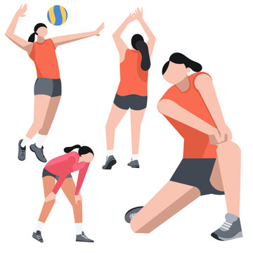 Volleyball people player vector illustration set. Illustration for website, landing page, mobile app, poster and banner. Trendy flat vector illustration