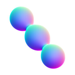 Holographic 3D shape isolated on a transparent background. Trendy abstract geometric design element in blue, purple, and pink colors.