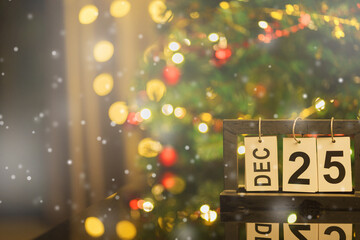 Christmas tree and lights, Christmas backdrop, snow, balls,star