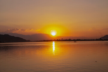 Sunset on Dale lake in Srinagar,jammu kashmir,India