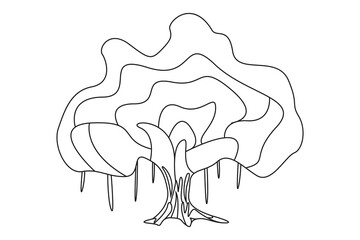 Hand drawn tree line art vector.	
