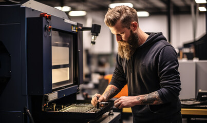 Expert Engraver Set-Up Operator at Work, Mastering the Art of Machine-Operated Design Transfers.