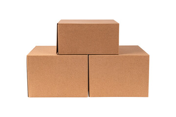 Parcel box or cardboard box isolated on white background.