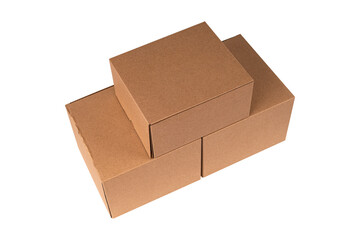 Parcel box or cardboard box isolated on white background.