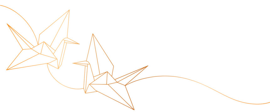 Crane origami line art vector illustration