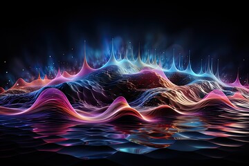 Harmony Unleashed, capturing the elegance of sound waves in a visual symphony, colorful abstract background image 