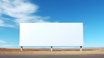 Fototapeta premium Blank billboard mockup against blue sky