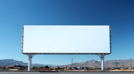 Obraz premium Blank billboard mockup against blue sky