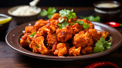 Vegan cauliflower buffalo bites, a spicy and satisfying appetizer or snack. -