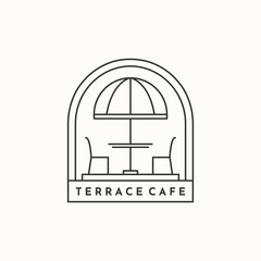 mini bar cafe line art logo vector minimalist illustration design, cafe food and beverage logo design