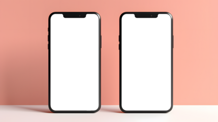 Minimalist smartphone mockups with transparent screens