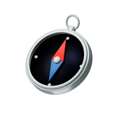 Realistic metall vintage compass with arrow cardinal directions. Shiny metal navigational compass. Cartography and navigation icon. 3d isolated png stock illustration