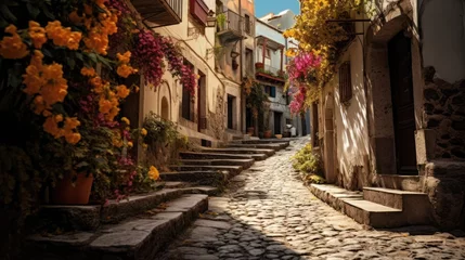 Foto op Plexiglas A narrow street in the old town © cherezoff