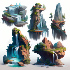 Aqua Dreamscape: Stylized Waterfall Zone Concepts in HD