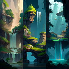 Cascade Beauty: HD Concepts for Stylized Waterfall Zones