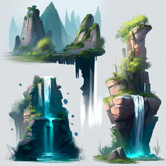 Imagination Unleashed: Stylized Waterfall Zone Visions