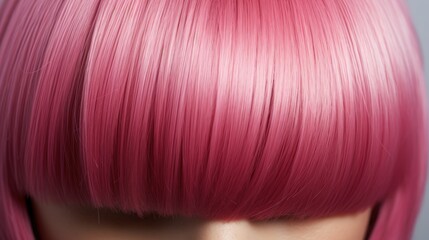  a close up of a mannequin's head with a bright pink hair color and a short, straight, blunted, blunted, blunted, blunted - ear. - obrazy, fototapety, plakaty