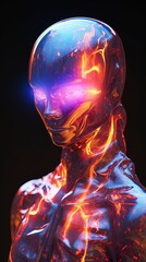 Glowing iridescent humanoid humanoid, generative ai