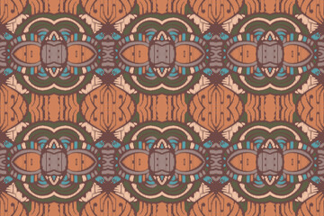 Ethnic abstract Pattern Seamless ikat pattern in tribal, folk embroidery, and Asia style. Aztec geometric art ornament print. Design for carpet, wallpaper, clothing, wrapping, fabric, cover.