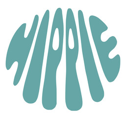 Groovy lettering hippie. Retro slogan in round shape. Trendy groovy print design for posters, cards, tshirt. Phrase design element in funky 70s lettering style